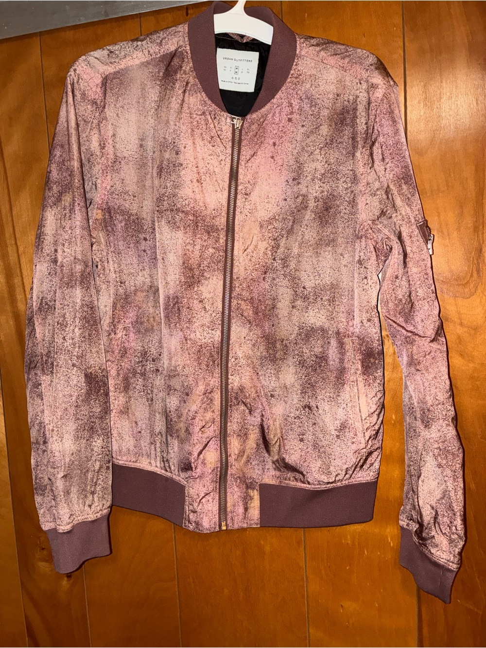 Urban Outfitters Printed Pink Bomber Jacket - Women Sz M